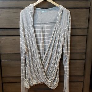 Maurices Grey & White Striped Top
